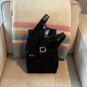 DKNY Black Backpack with Silver Buckle nylon and pleather